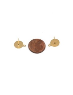Plateau puce de boucles d'oreilles en acier inoxydable doré disque 8mm 2