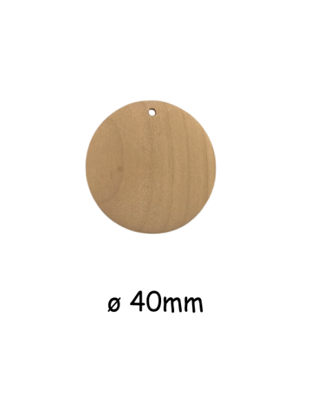 Pendentif rond 40mm en bois naturel pour création