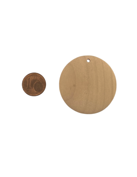 Pendentif sequin rond en bois brut naturel 40mm pour création collier