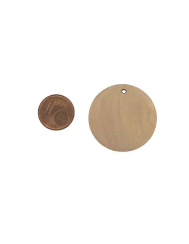 Pendentif sequin rond en bois brut naturel 30mm pour création collier
