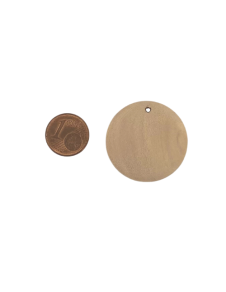 Pendentif sequin rond en bois brut naturel 30mm pour création collier