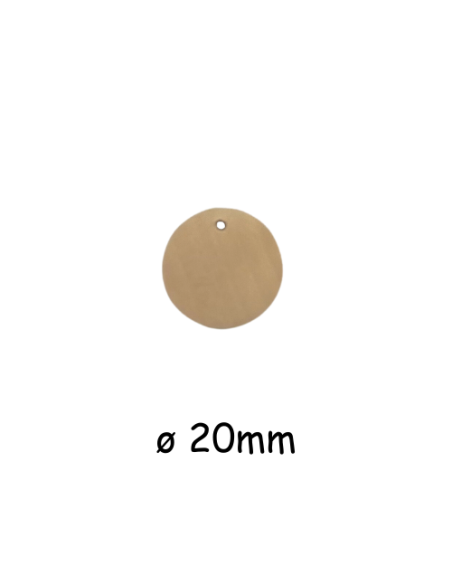Pendentif rond 20mm en bois naturel pour création