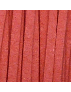 Cordon plat daim synthétique suédine de couleur rose, rouge capucine 2,5mm