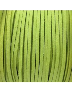 Cordon plat daim synthétique de couleur vert anis 2,5mm 2