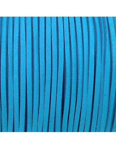Cordon plat daim synthétique bleu