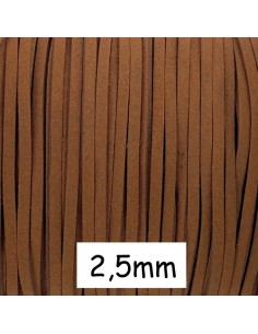 Cordon suédine marron alezan feuille morte 2,5mm