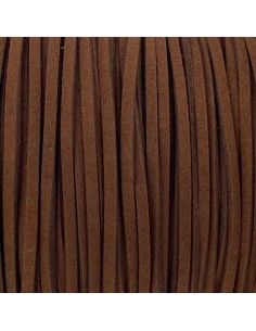 Cordon plat daim synthétique de couleur marron châtaigne 2,5mm 2
