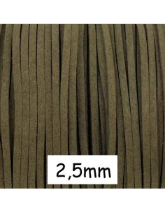 Cordon plat daim synthétique vert militaire 2,5mm