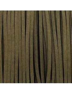 Cordon plat daim synthétique vert militaire 2,5mm 2