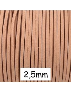 Cordon plat daim synthétique beige rosé 2,5mm