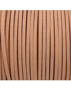 Cordon plat daim synthétique beige rosé 2,5mm 2