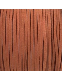Cordon plat daim synthétique de couleur marron rouille clair 2,5mm 2