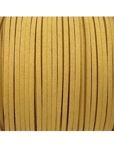 Cordon plat daim synthétique jaune paille 2,5mm 2