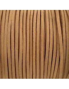 Cordon plat daim synthétique de couleur marron clair beige 2,5mm 2