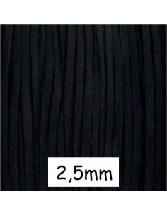 Cordon plat daim synthétique de couleur noir moucheté 2,5mm