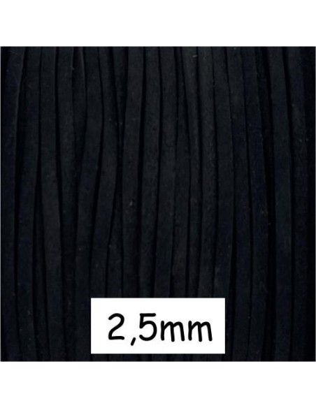 Cordon plat daim synthétique de couleur noir moucheté 2,5mm