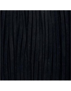 Cordon plat daim synthétique de couleur noir moucheté 2,5mm 2
