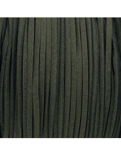Cordon plat daim synthétique de couleur vert épinard 2,5mm 2