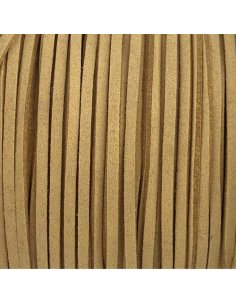 Cordon plat daim synthétique de couleur beige vanille 2,5mm 2
