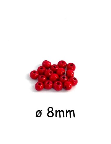 Perle ronde en bois 8mm rouge