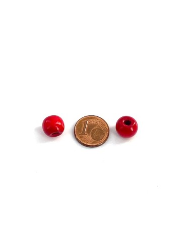 Perle ronde 10mm rouge en bois