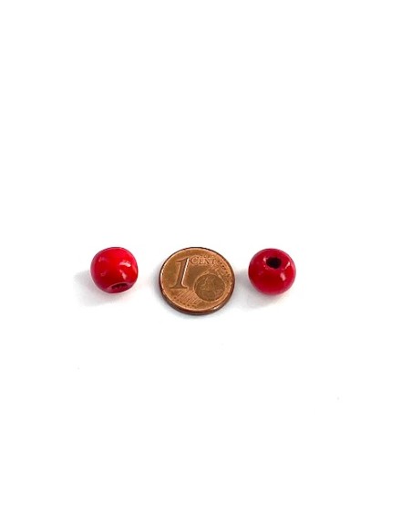 Perle ronde 10mm rouge en bois