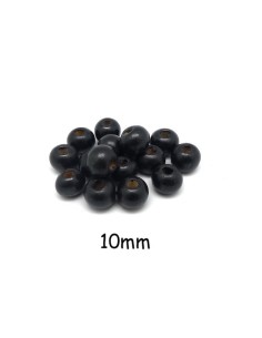 perles en bois ronde 10mm noire