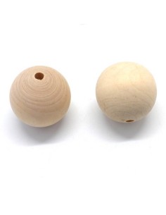 Grosse perle en bois ronde 35mm de couleur naturel sable 2