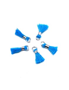 Mini pompon bleu et métal argenté