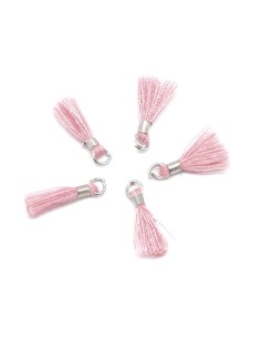 Mini pompon rose pâle et métal argenté