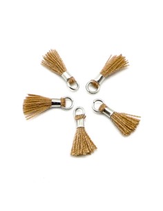 Mini pompon marron alezan et métal argenté