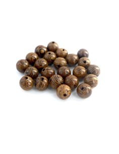 Perle bois ronde 8mm marron nervuré 2