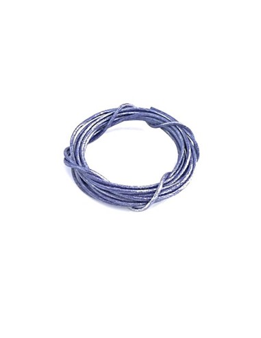 Cordon cuir 2mm bleu lavande argenté métallisé