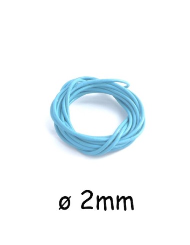 Lacet cuir rond 2mm bleu cyan