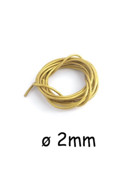 Cordon cuir 2mml couleur or Cordon cuir 2mml couleur or