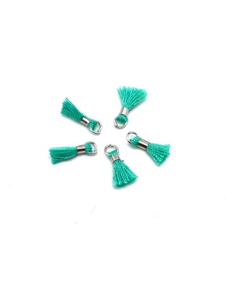 mini pompons vert menthe à l'eau et métal argenté