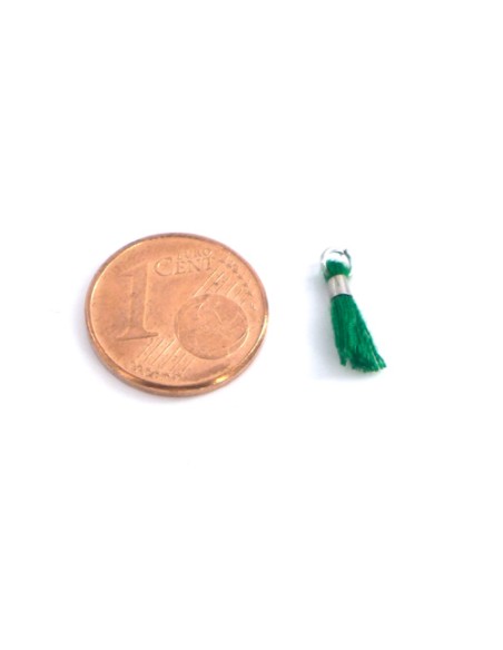 Mini pompon vert avec attache argenté