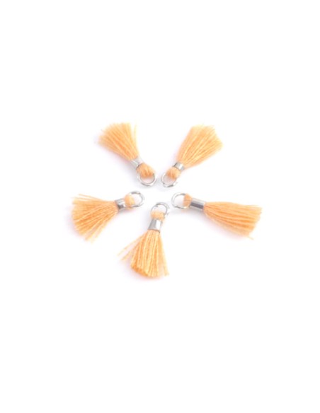 Mini pompon orange pâle attache argenté