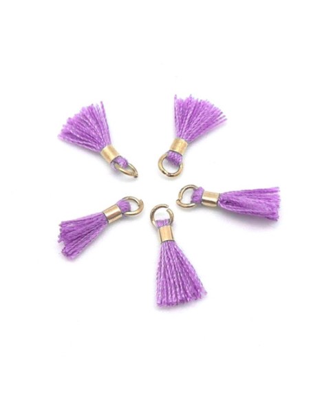 Mini pompon mauve avec attache doré pour customisation