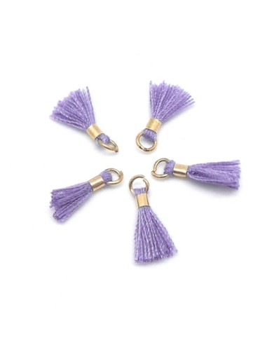 Petit pompon parme avec anneau doré pour création DIY