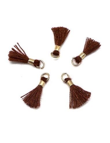 Mini pompon marron avec attache doré