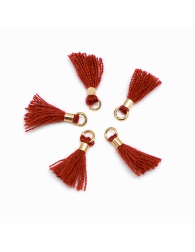 mini pompon rouge brique avec anneau doré