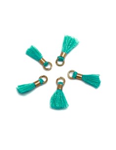 Mini pompon vert menthe clair et anneau doré