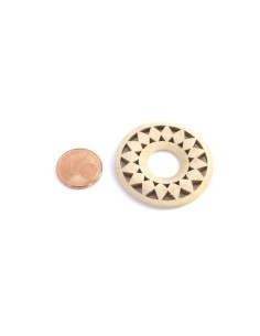 Pendentif rosace en bois évidé forme soleil 2