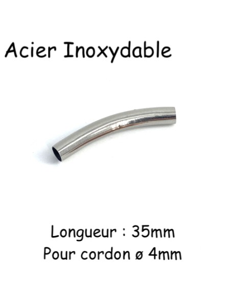 Perle passant tube pour cordon de 4mm en acier inox argenté pour création DIY Perle passant tube pour cordon de 4mm en acier inox argenté pour création DIY