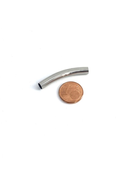 Tube argenté en acier inox pour cuir 4mm Tube argenté en acier inox pour cuir 4mm