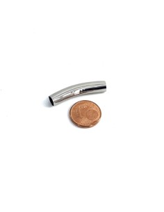 Perle passant tube à gros trou pour cordon de 5mm en acier inox argenté 2