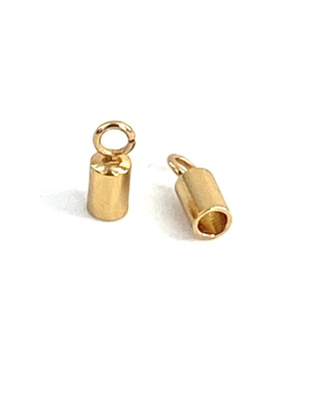 Embout tube pour cordon de 2mm en acier inox doré
