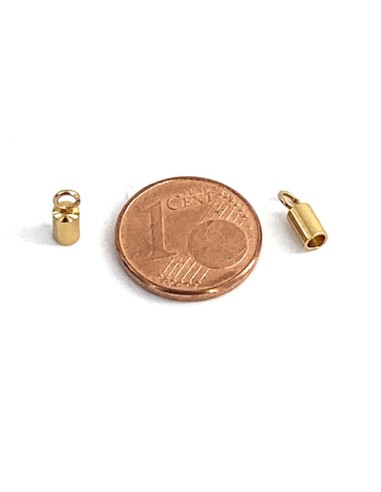 Embout doré acier inox pour cuir de 2mm