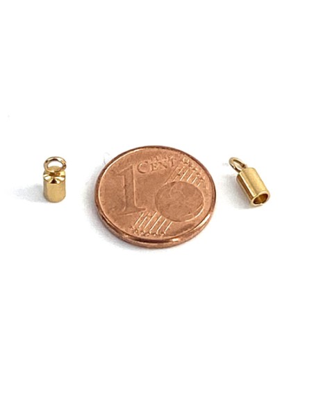 Embout doré acier inox pour cuir de 2mm